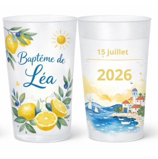 Gobelets de Baptême Personnalisés – Thème Dolce Vita