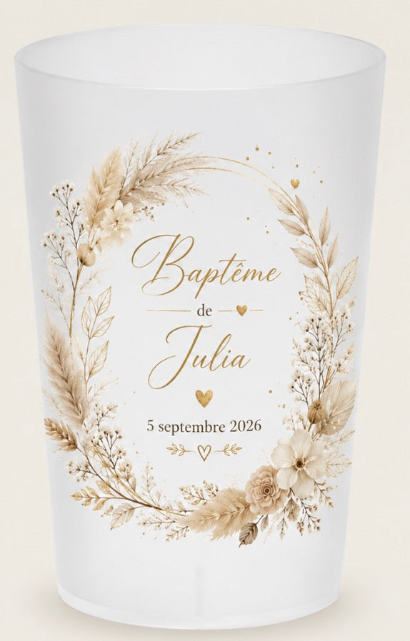 Gobelet de baptême personnalisé – Thème Bohème Chic