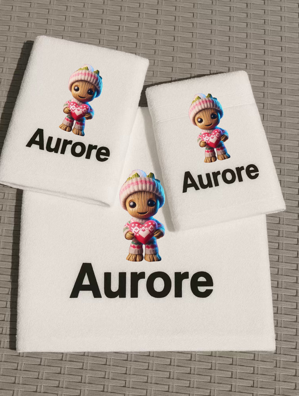 Coffret Serviettes Groot de Noël Personnalisé – Fait Main avec Prénom