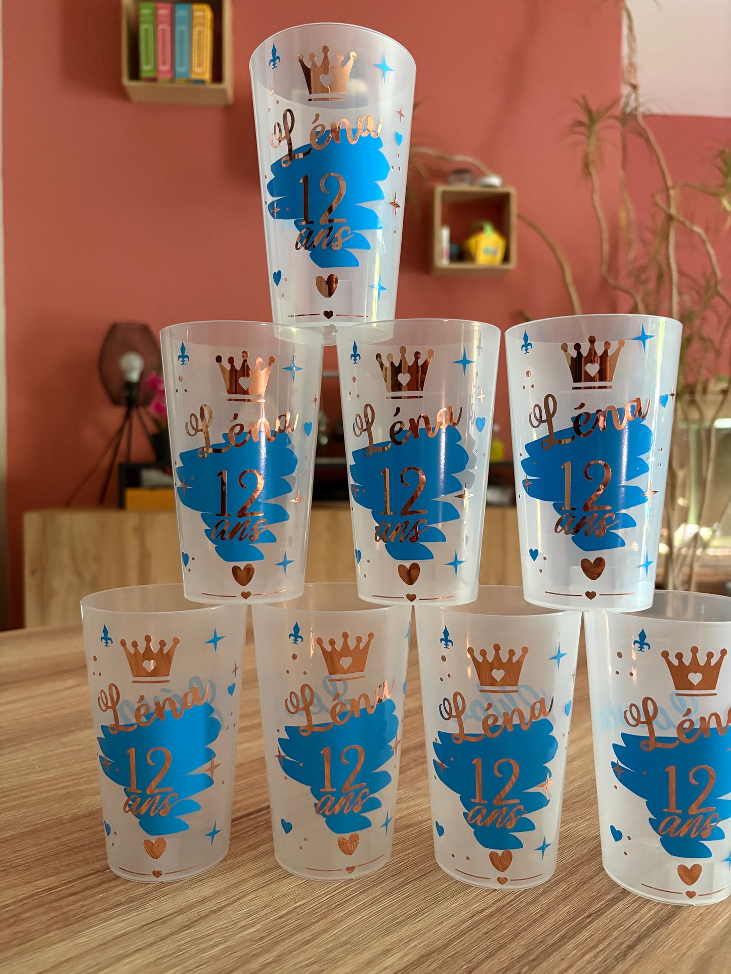 Gobelet anniversaire personnalisé princesse rose & or – Fait main