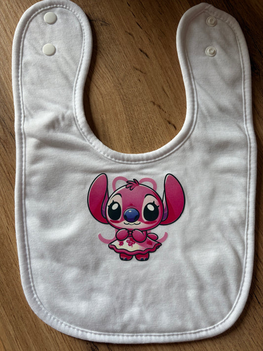Bavoir bébé Alien rose personnalisée prénom fait main