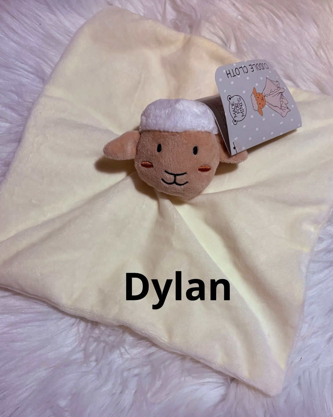 Doudou mouton blanc personnalisé fait main