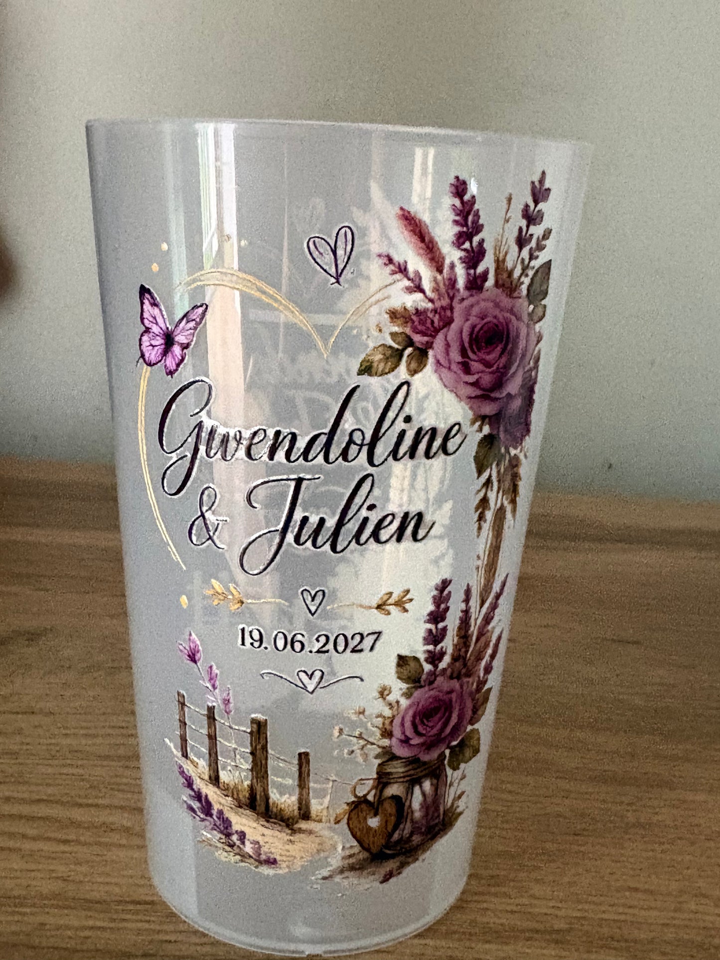 Gobelet Mariage Élégance Florale Personnalisé – Cadeau Invités Fait Main