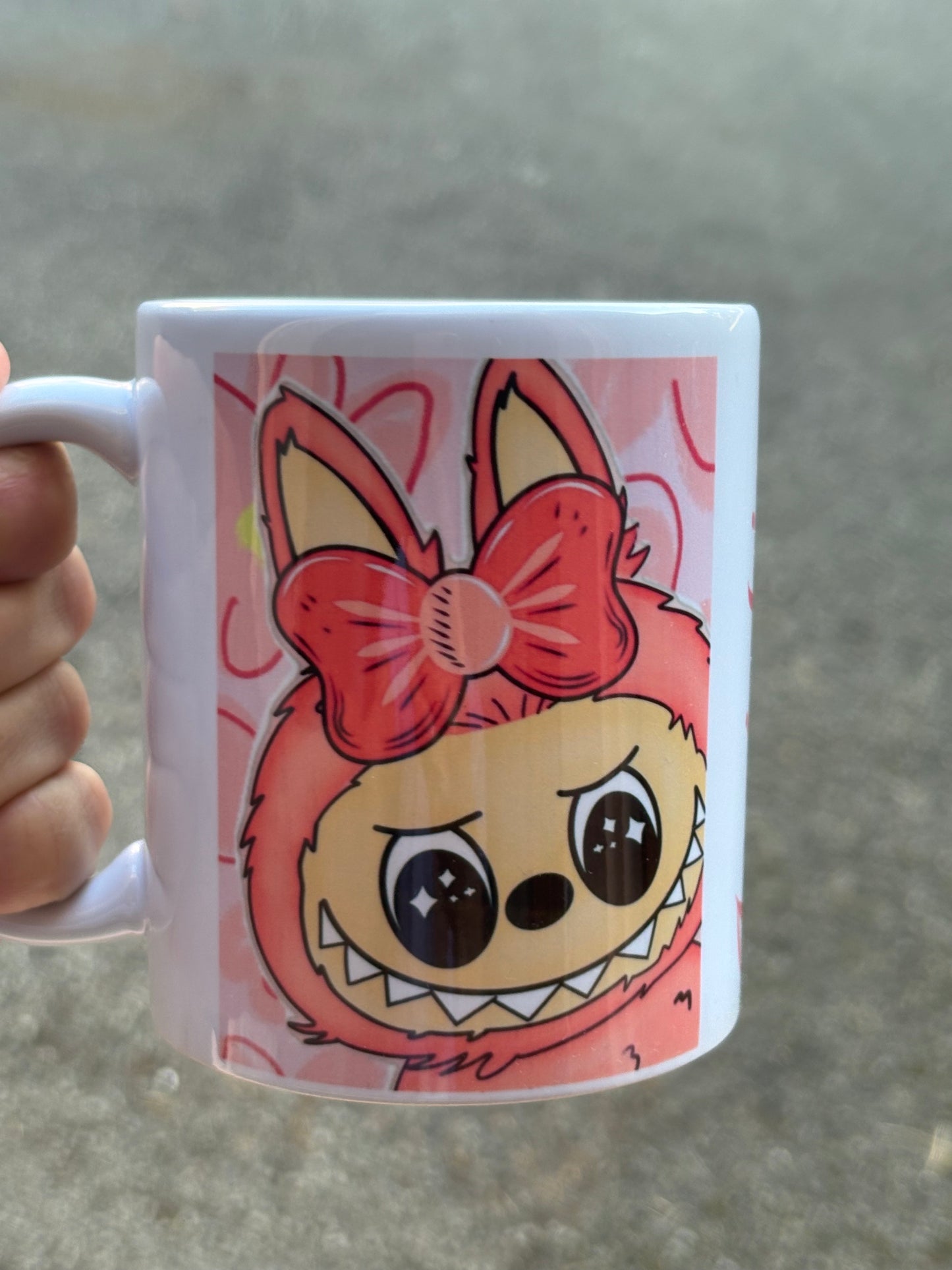 Mugs lafufu pink personnalisé fait main