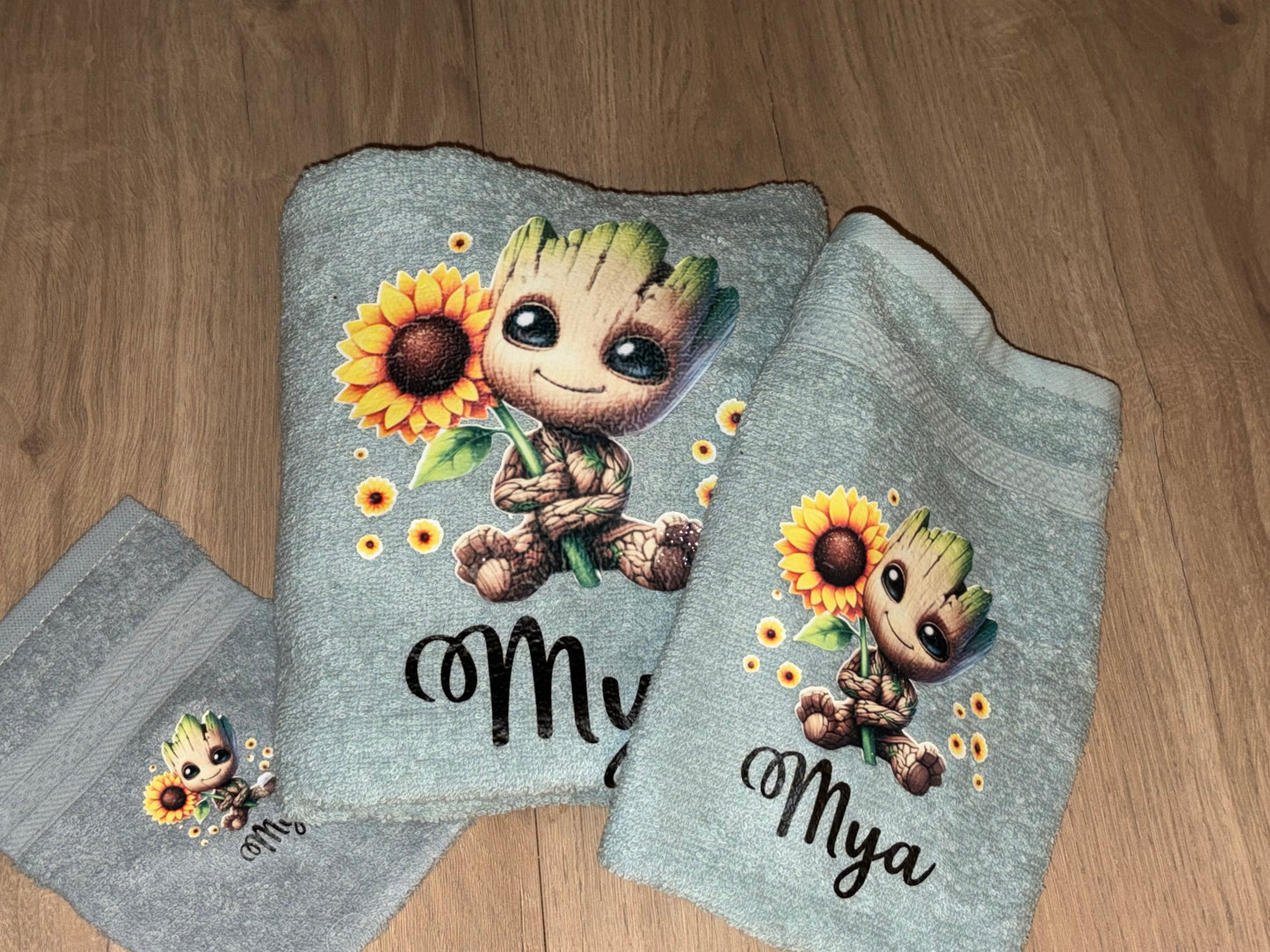 Coffret serviette Groot tournesol personnalisé fait main