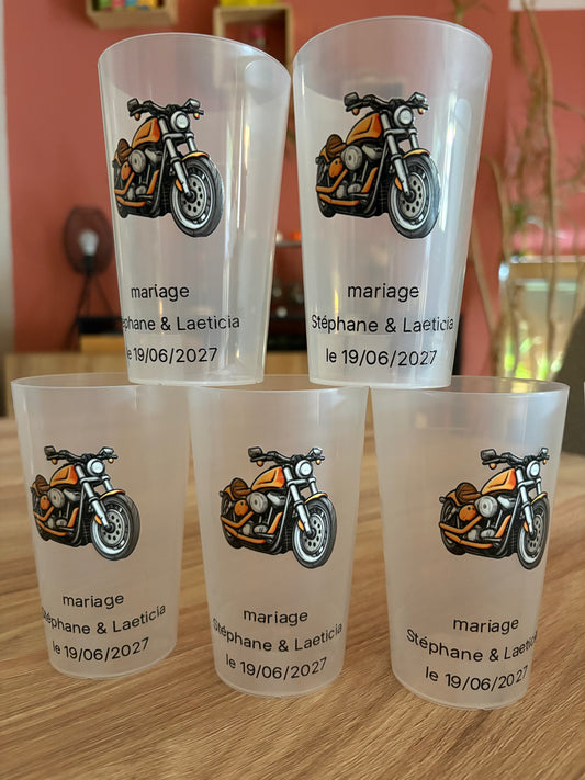 Gobelet mariage personnalisé moto | Prénoms & date