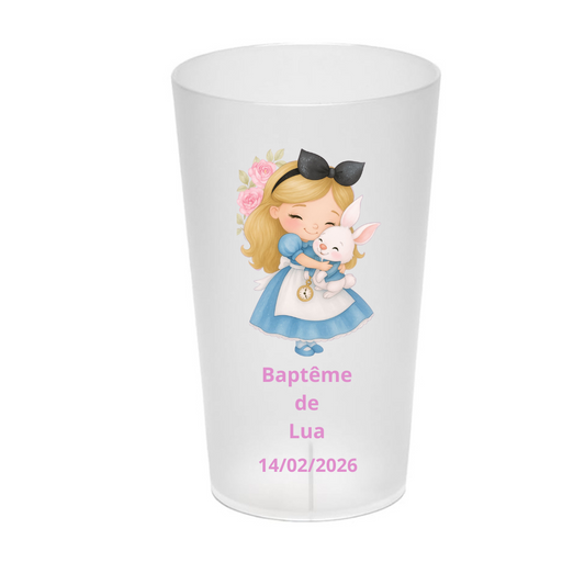 Gobelet Baptême 300 ml Pays des Merveilles – Personnalisé & Fait Main