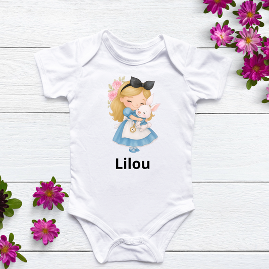 Body bébé personnalisé Alice au pays des merveilles