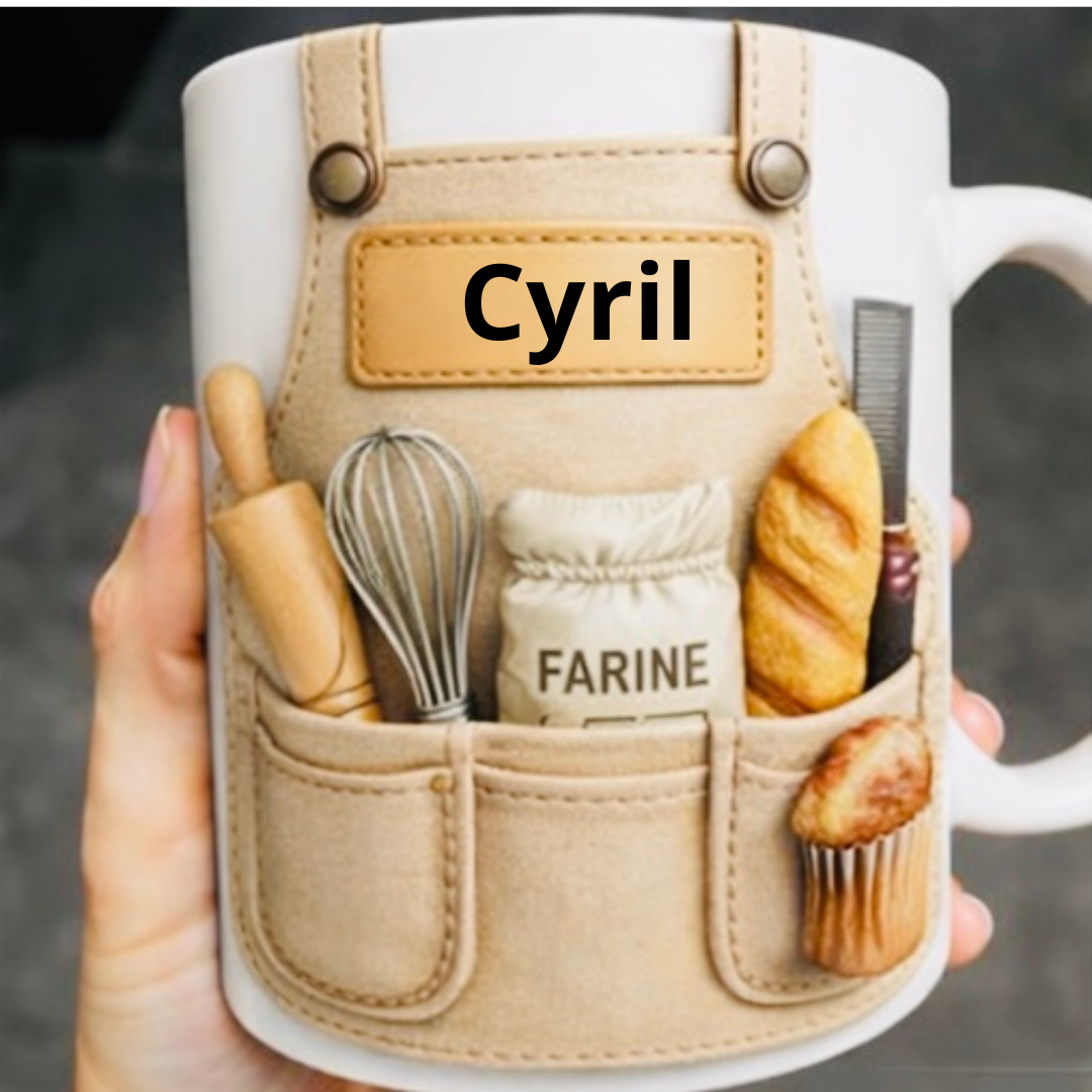 Mug Pâtissier 3D Personnalisé avec Prénom