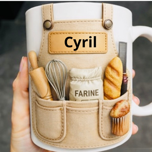 Mug Pâtissier 3D Personnalisé avec Prénom