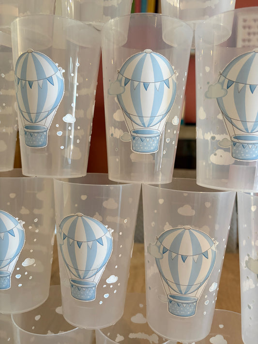 Gobelets baptême thème mongolfière fait main