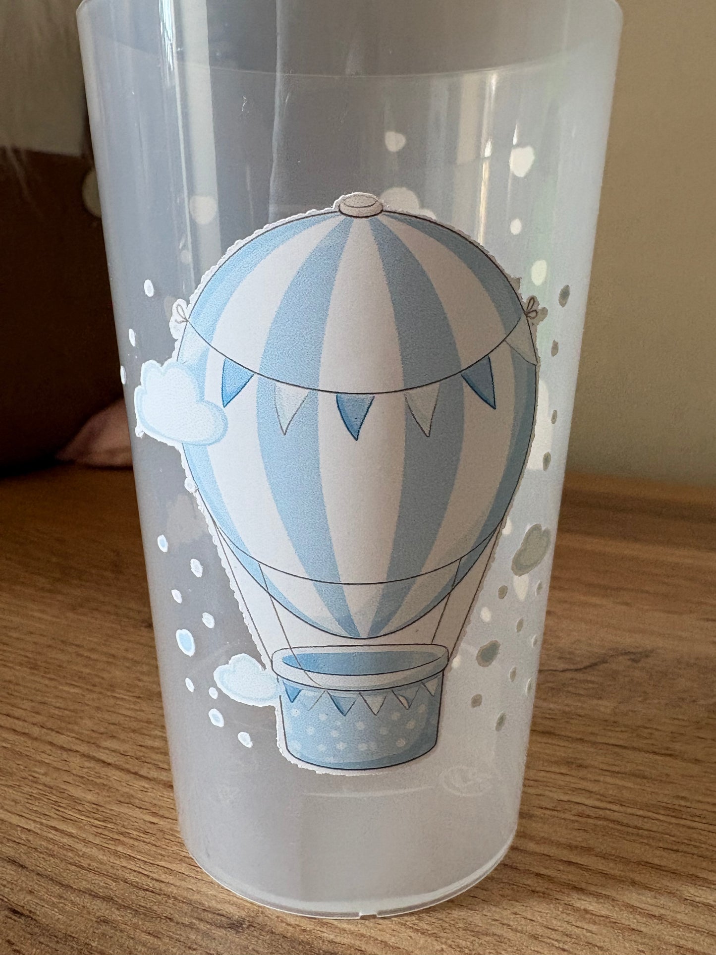 Gobelets baptême thème mongolfière fait main