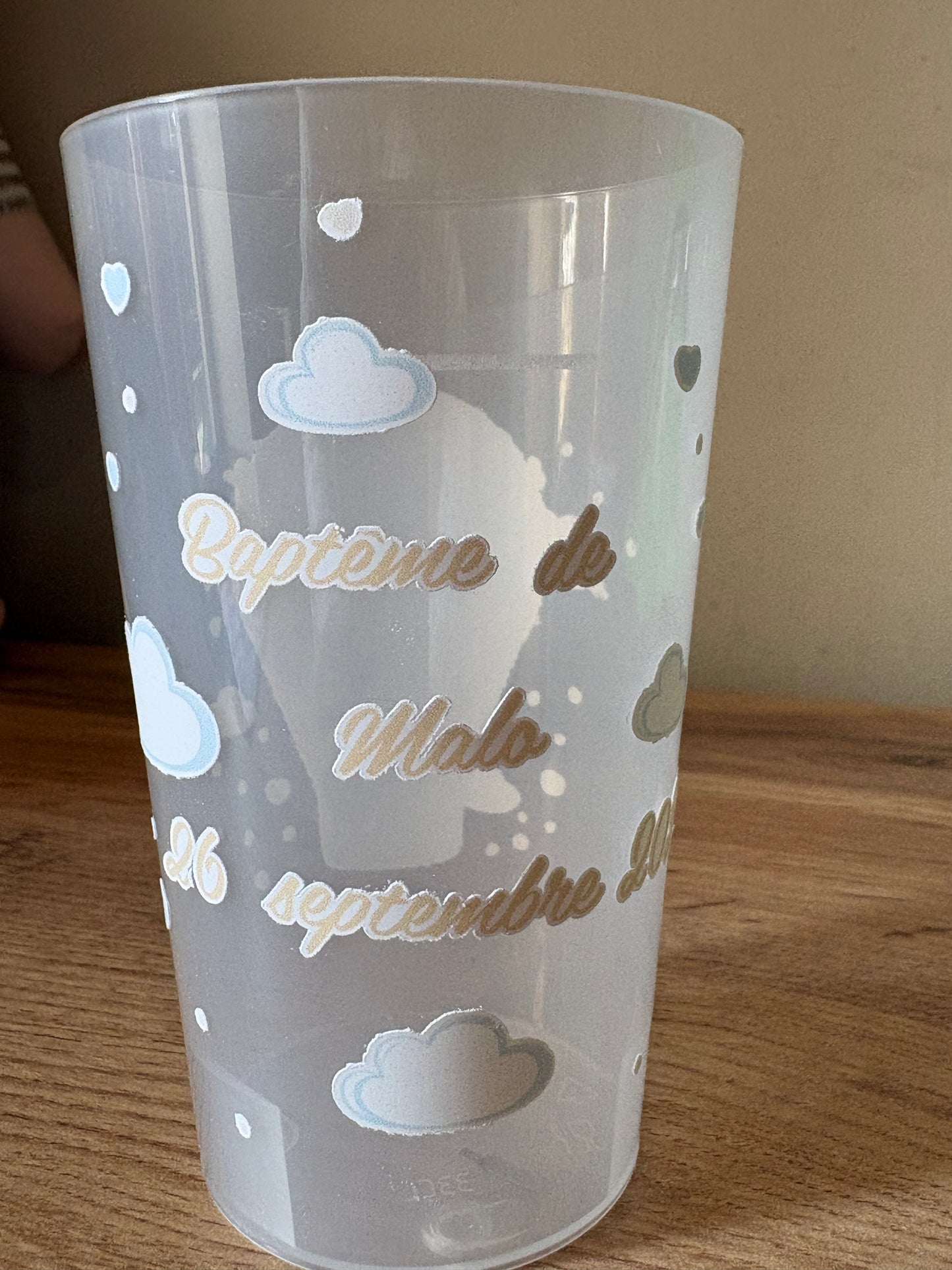 Gobelets baptême thème mongolfière fait main