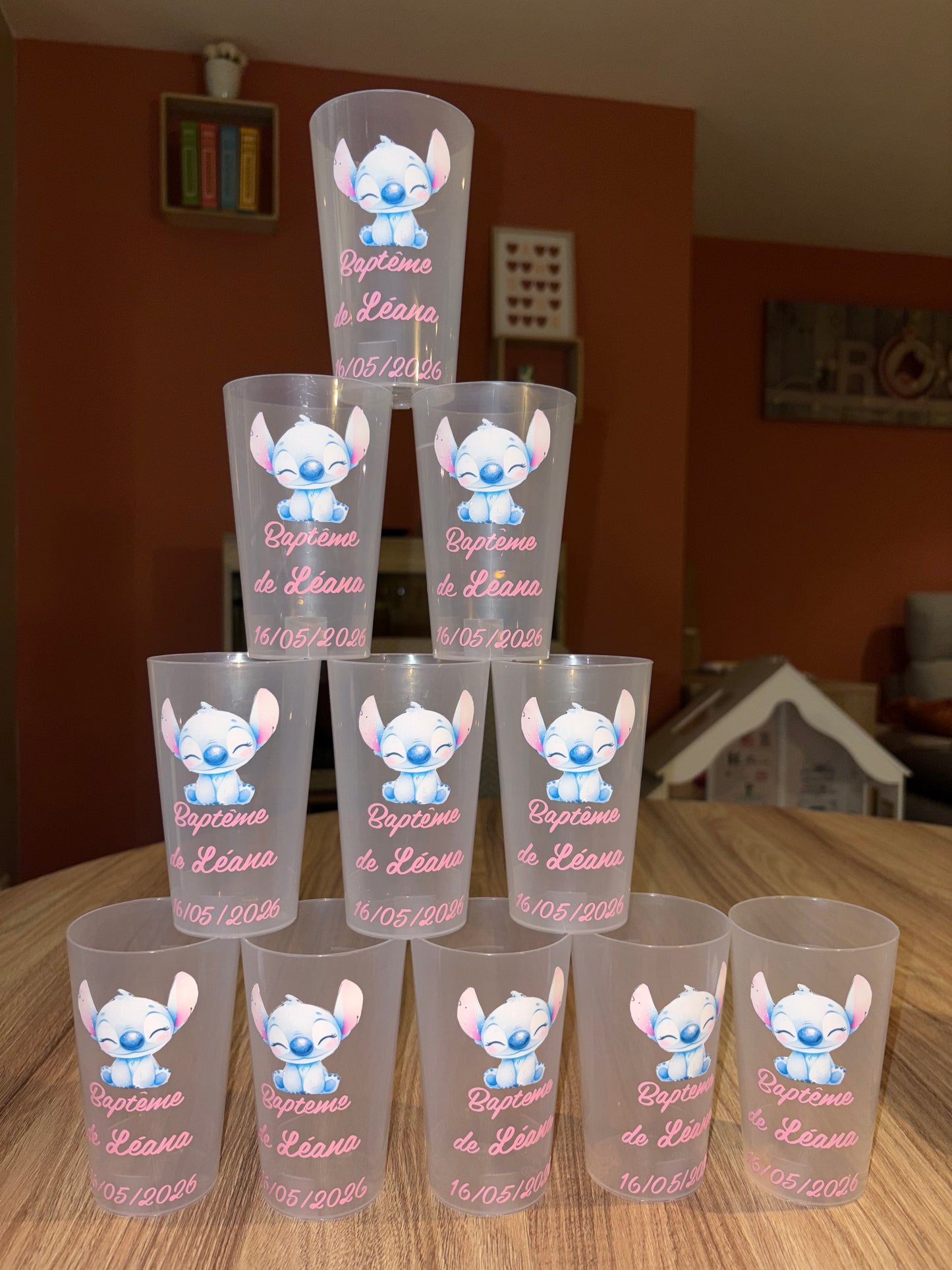 Gobelet personnalisé Stitch anniversaire ou baptême fait main – 30 cl