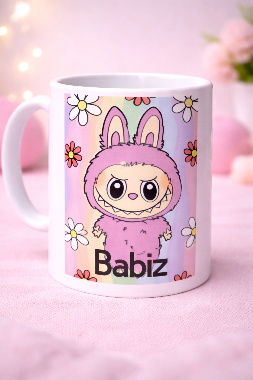Mugs lafufu fleurie personnalisé fait main
