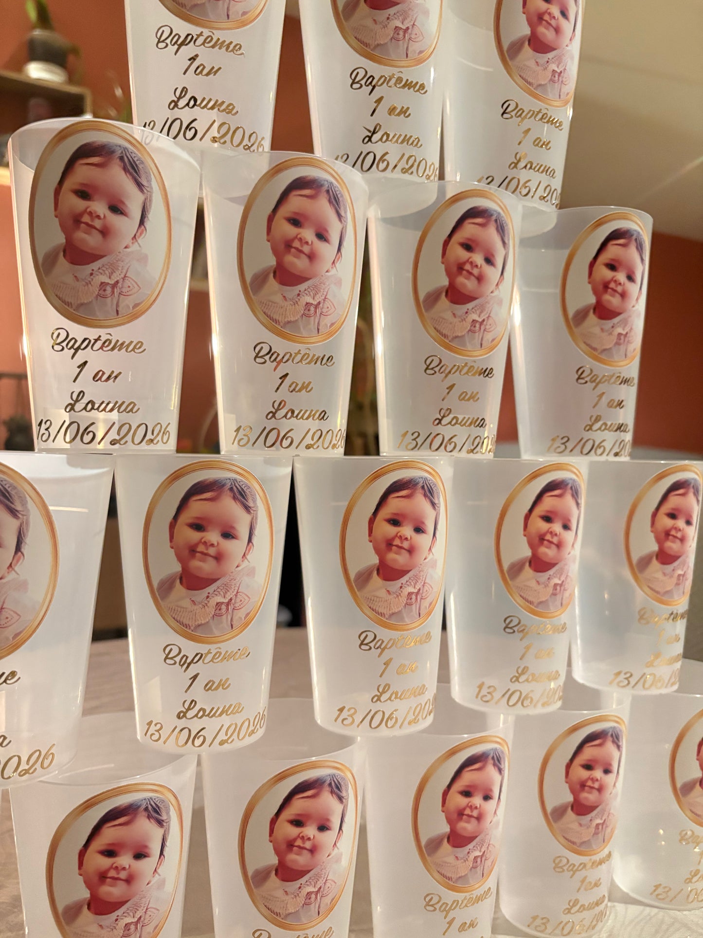 Gobelets personnalisés Baptême & Anniversaire avec photo – Faits main