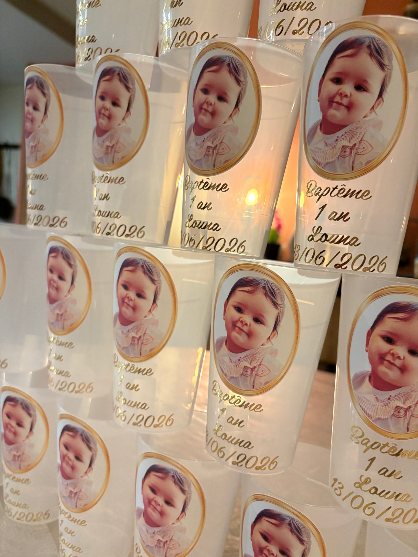 Gobelets personnalisés Baptême & Anniversaire avec photo – Faits main