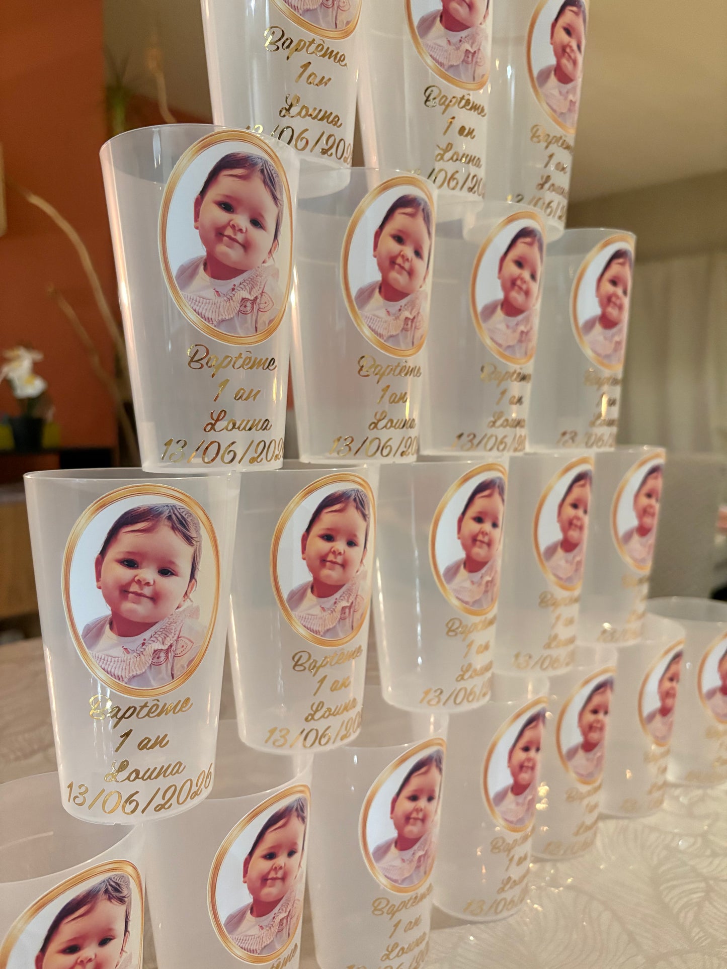 Gobelets personnalisés Baptême & Anniversaire avec photo – Faits main