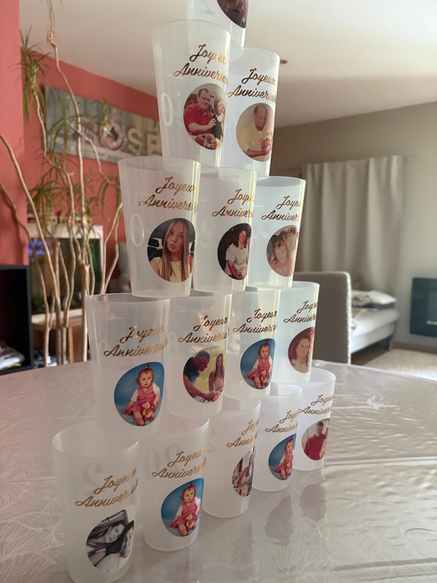 Gobelets anniversaire photo