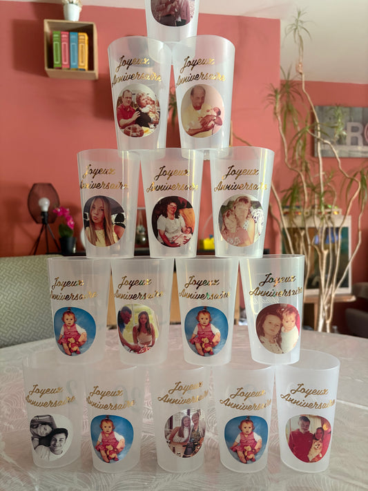 Gobelets anniversaire photo
