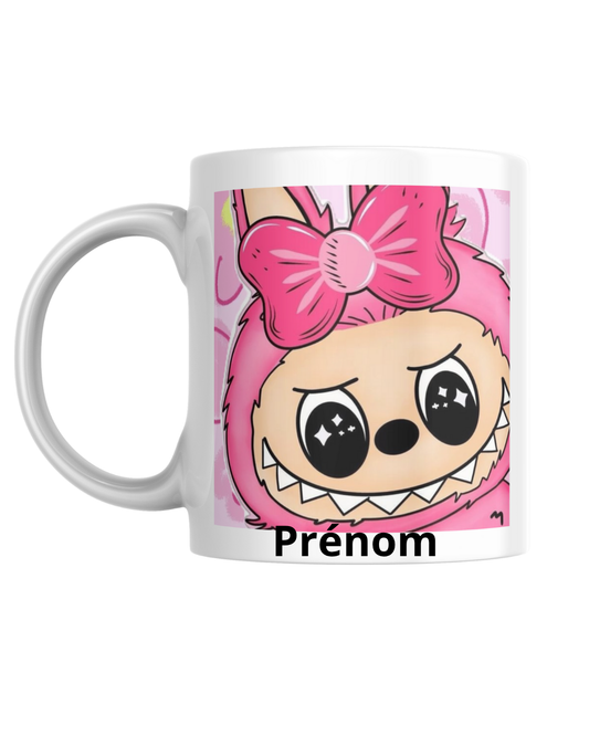 Mugs lafufu pink personnalisé fait main