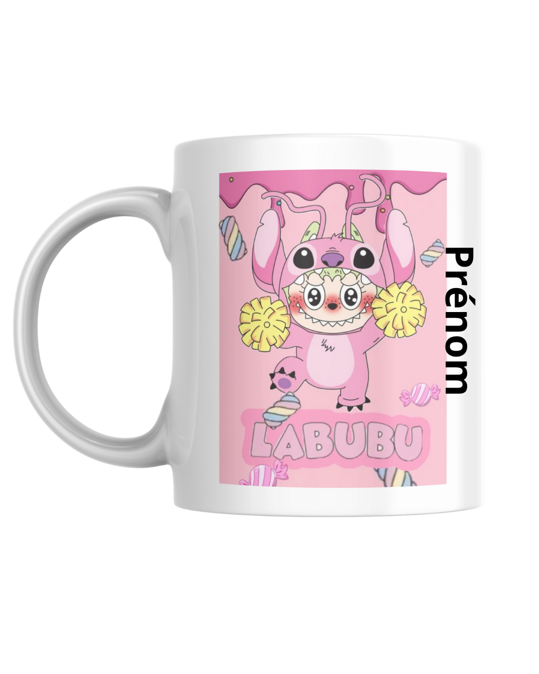 Mugs lafufu alien rose personnalisé fait main